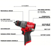 MILWAUKEE 3404-20 Cordless Hammer Drill: 12V, Compact Premium, 1/2 in Chuck, Keyless