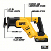 DEWALT DCS387P1 Reciprocating Saw Kit: 1 1/8 in Stroke Lg, 2,900 Max. Strokes per Minute, Straight, Compact Tool