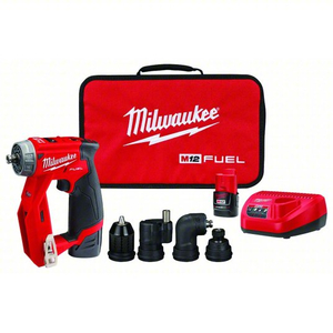 MILWAUKEE 2505-22 M12 Fuel Installation Drill/Driver Kit, Compact, Forward/Reverse Switch, Keyless Chuck, LED Light, Variable Speed