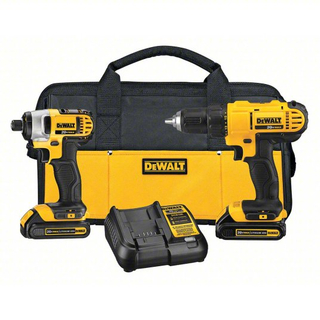  DEWALT DCK240C2 Cordless Combination Kit: 20 V Volt, 2 Tools, 1/2 in Drill (Compact, 1,800 RPM), Contractor Bag