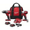 MILWAUKEE 2691-22 Cordless Combination Kit: 18 V Volt, 2 Tools, 1/2 in Drill (Compact, 1,800 RPM), Contractor Bag