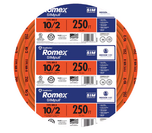 ROMEX 28829055 Southwire 250-ft 10 / 2 / Romex SIMpull Solid Indoor CU NM-B W/G Individual pack ( By-the-roll )