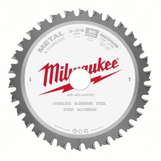  MILWAUKEE 48-40-4070 Circular Saw Blade: 5 3/8 in Blade Dia., 30 Teeth, 0.06 in Cut Wd, 20 mm Arbor Size