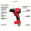 MILWAUKEE 3601-20 Drill/Driver: 18V DC, Compact, 1/2 in Chuck, 1,700 RPM Max., 550 in-lb Max Torque