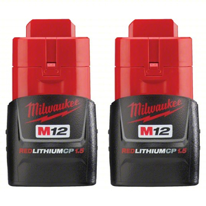 MILWAUKEE 48-11-2411 Battery: Milwaukee®, M12™ REDLITHIUM™, Li-ion, 2 Batteries Included, 1.5 Ah, Compact, 2 PK