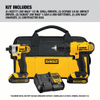  DEWALT DCK240C2 Cordless Combination Kit: 20 V Volt, 2 Tools, 1/2 in Drill (Compact, 1,800 RPM), Contractor Bag