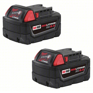MILWAUKEE 48-11-1852 Battery: Milwaukee®, M18™ REDLITHIUM™, Li-ion, 2 Batteries Included, 5 Ah, XC, (2) Batteries, 2 PK
