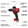 MILWAUKEE Cordless Hammer Drill: 18V, Compact Premium, 1/2 in Chuck, Keyless, (1) Bare Tool, 2