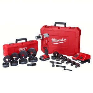 MILWAUKEE 2677-23 Knockout Tool Kit: 18V DC, 4 in Punching Capacity (Steel), For 14 Ga Max. Steel Thick