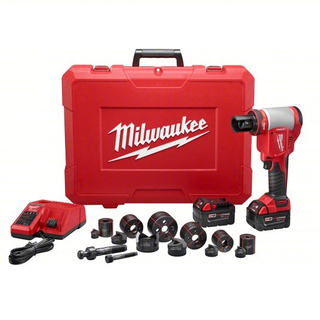 MILWAUKEE 2676-22 Knockout Tool Kit: 18V DC, 6 in Punching Capacity (Steel), For 12 ga Max. Steel Thick
