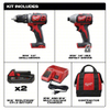 MILWAUKEE 2691-22 Cordless Combination Kit: 18 V Volt, 2 Tools, 1/2 in Drill (Compact, 1,800 RPM), Contractor Bag